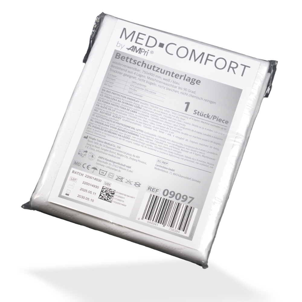 AMPri MED-COMFORT Bettschutzunterlage waschbar 75 x 90 cm, blau/weiß | Packung (1 Stück)