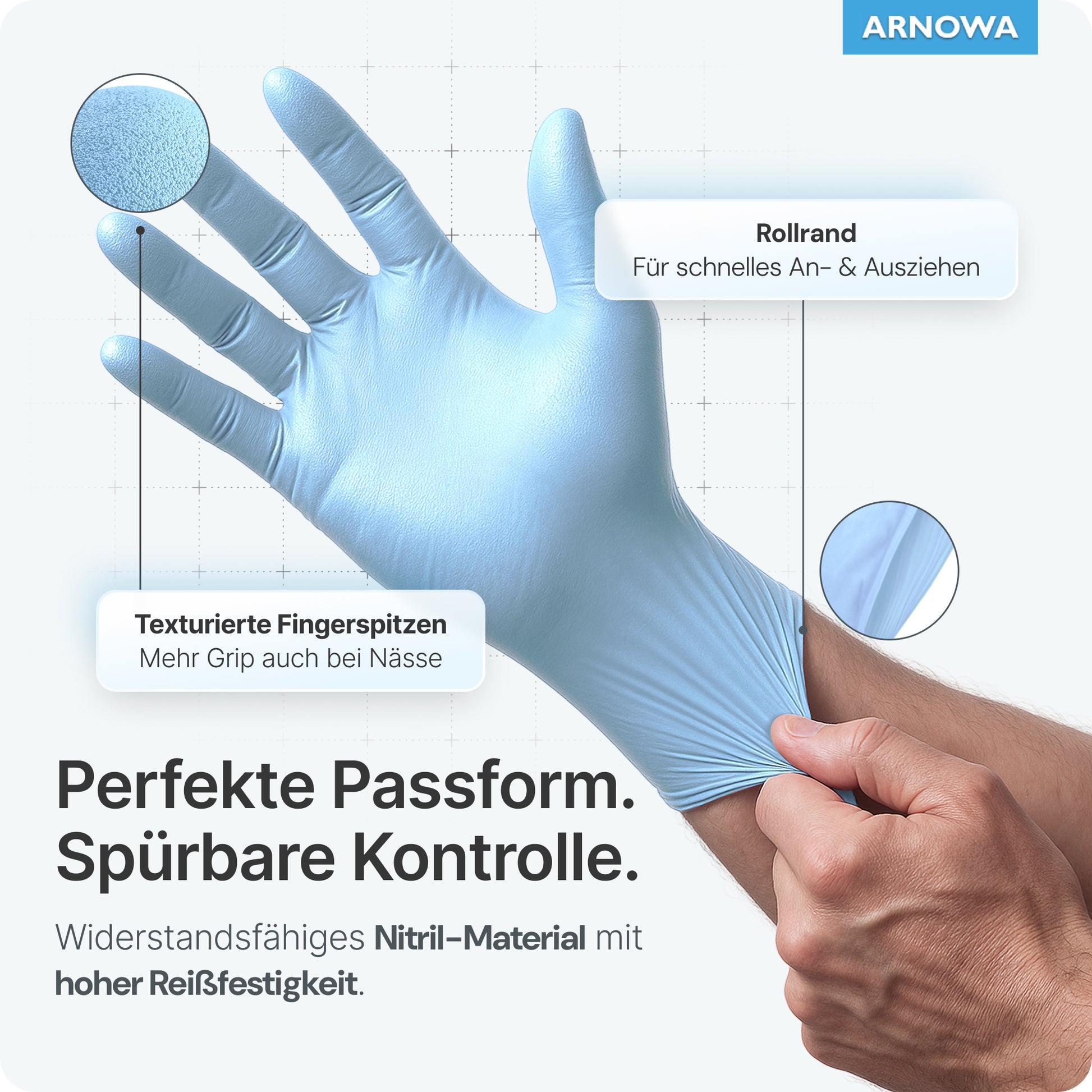 arnowa handschuhe nitril ARNOMED NITRIL ICE BLUE Einmalhandschuhe aus Nitril Hellblau