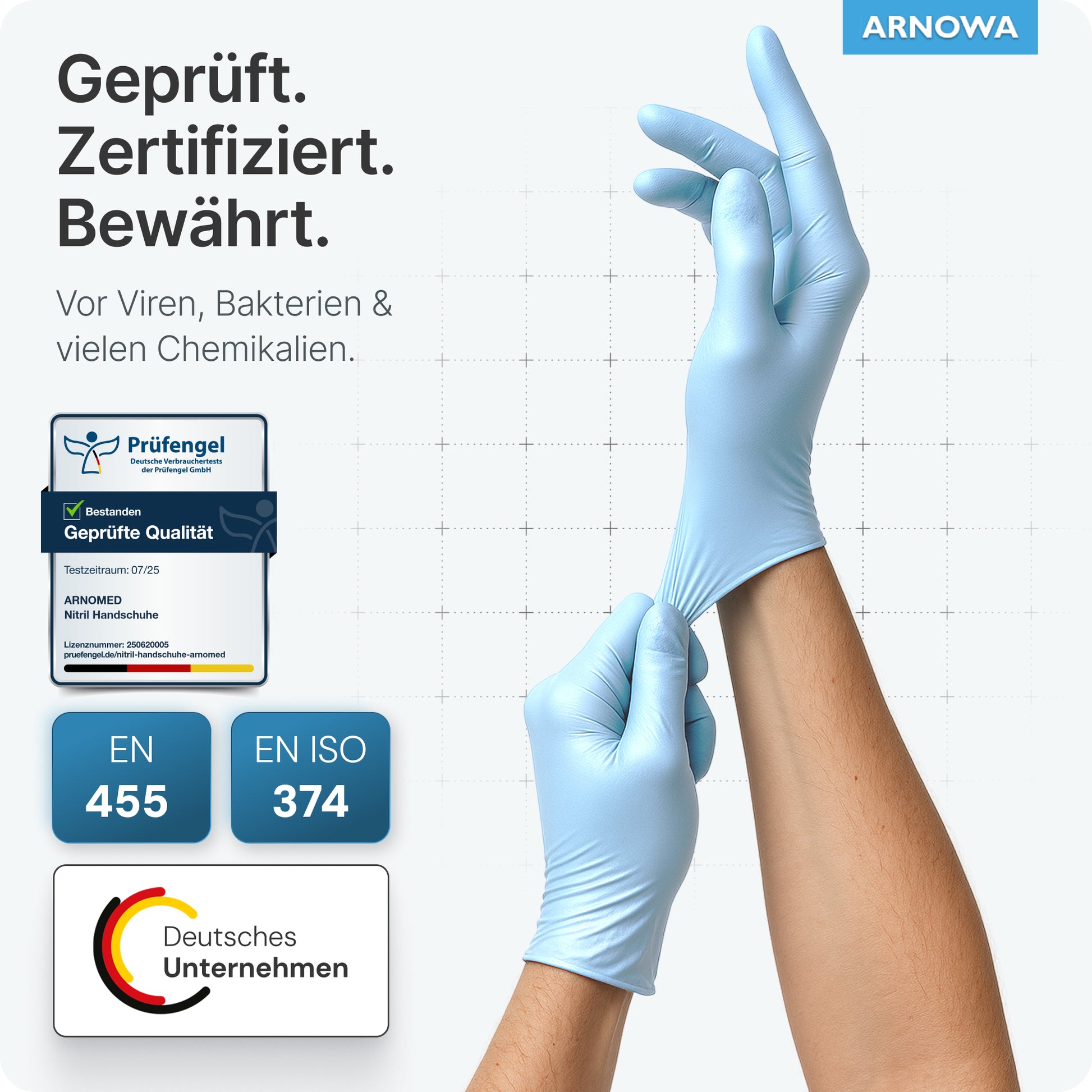 handschuhe sprechstundenbedarf ARNOMED NITRIL ICE BLUE Einmalhandschuhe aus Nitril Hellblau