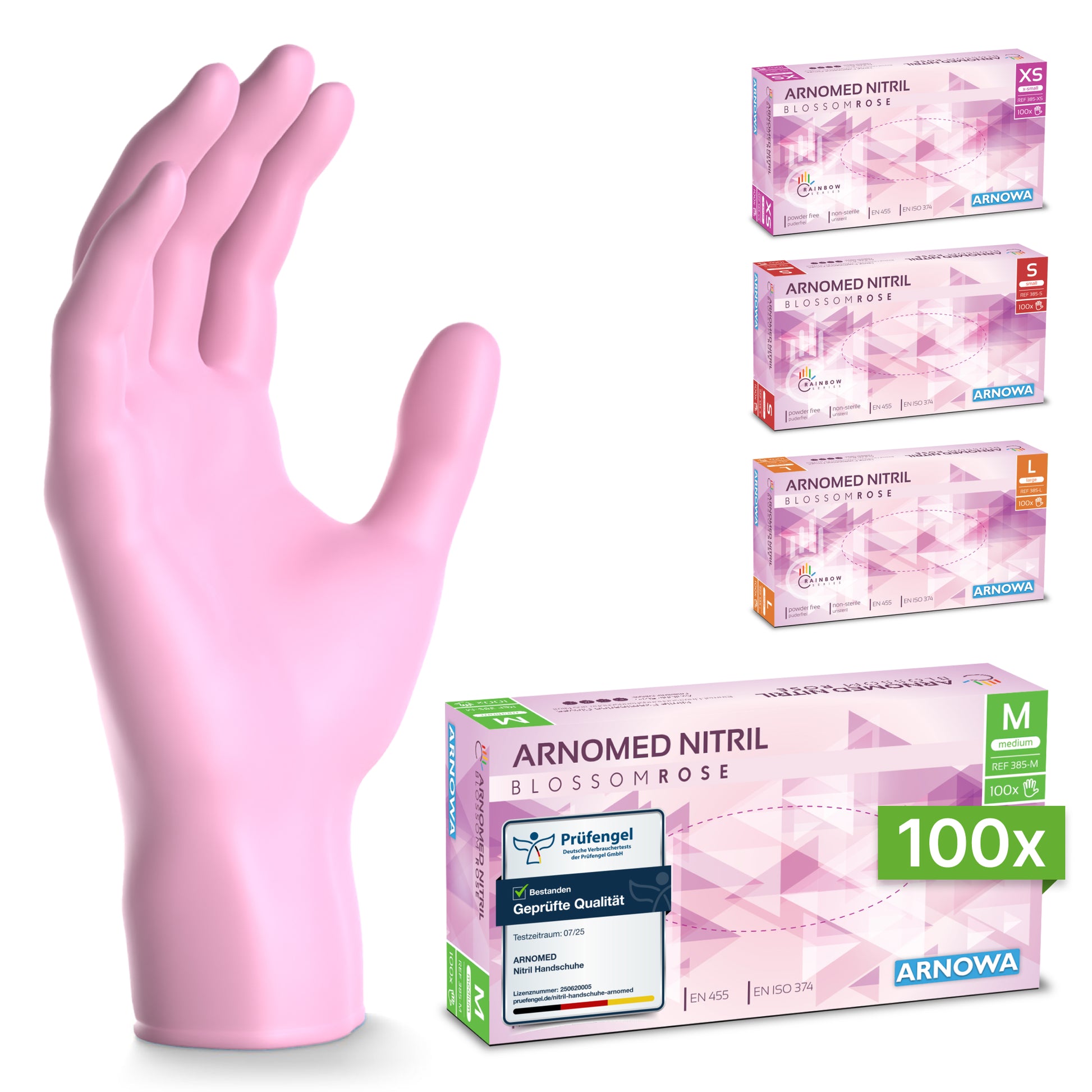 arnowa handschuhe ARNOMED NITRIL BLOSSOM ROSE Einmalhandschuhe aus Nitril Rosa