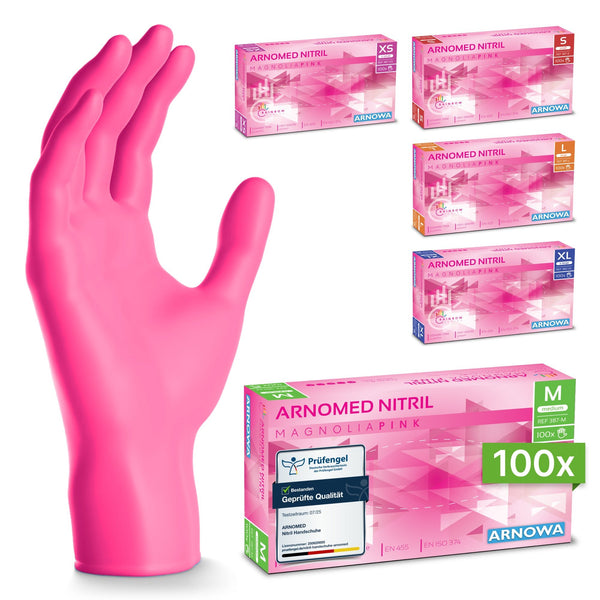 nitril handschuhe pink m ARNOMED NITRIL MAGNOLIA PINK Einmalhandschuhe aus Nitril Pink
