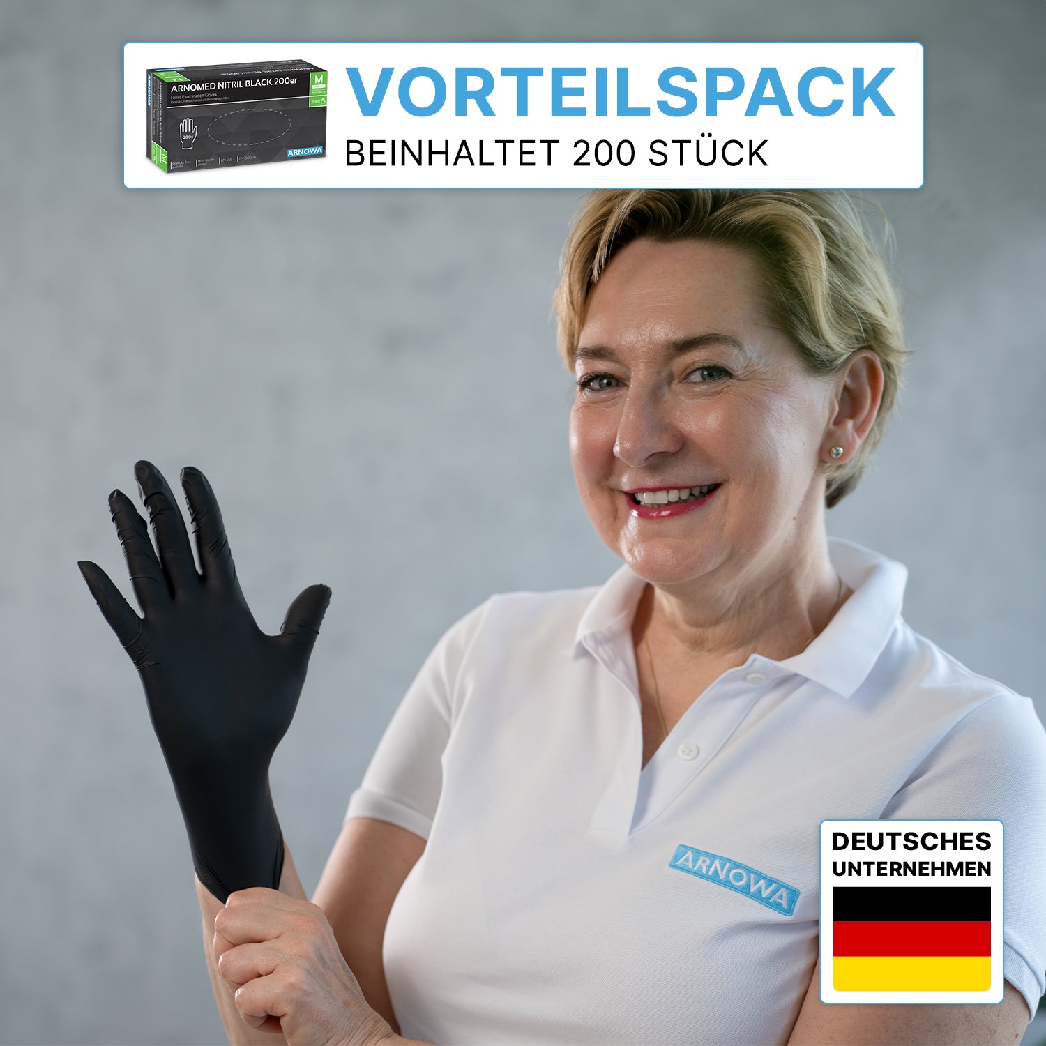 ARNOMED NITRIL BLACK 200er Nitrilhandschuhe Schwarz im 200er Sparpack