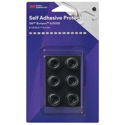 3M™ Bumpon™ SJ5009BL Elastic Bumper Mini Pack, Black, 6 pieces, 22.3 x 10.1 mm, Adhesive Natural Rubber R-30 | Pack (6 pieces)