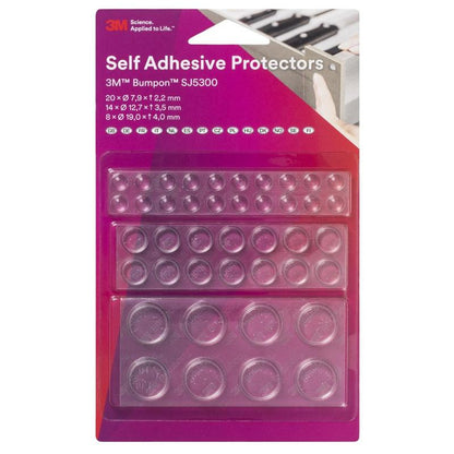 3M™ Bumpon™ SJ5300BL Elastikpuffer Mini-Pack (20x SJ5302, 14x SJ5312, 8x SJ5344), Transparent | Packung (1 Set)