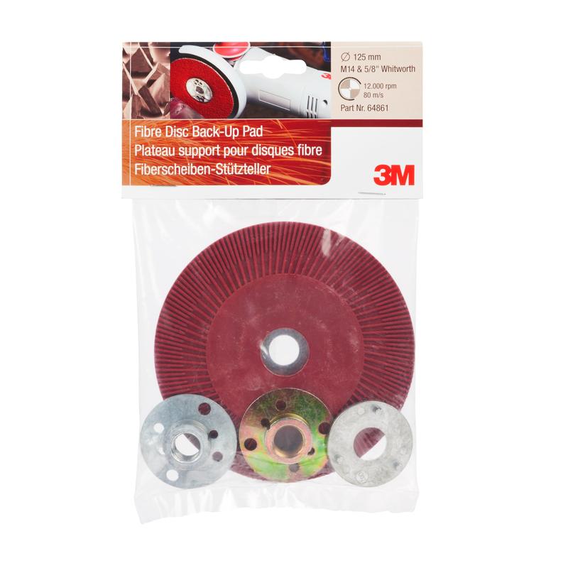 3M™ high performance backing pad ribbed, red, M14 - Very hard