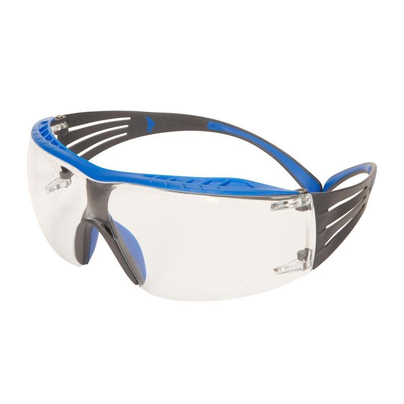 3M™ SecureFit™ 400X Schutzbrille, blau/graue Bügel, Scotchgard™ Anti-Fog-/Antikratz-Beschichtung (K&N), transparente Scheibe, SF401XSGAF-BLU-EU, 20 pro Packung | Packung (1 Stück)