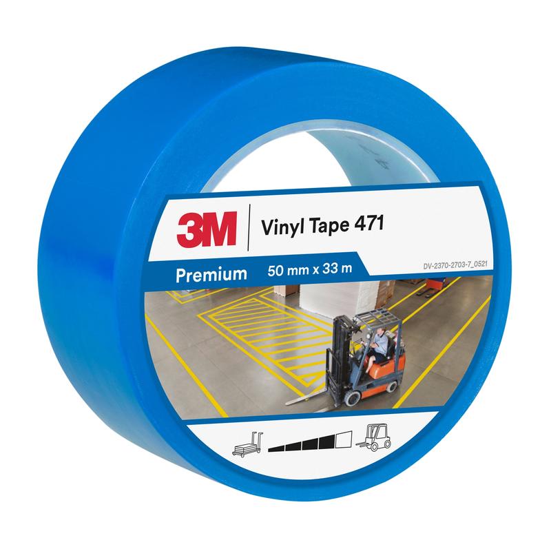 3M™ Soft PVC Tape 471, Blue, 50mm x 33m, 0.14mm, Individually Packed | Pack (1 roll)
