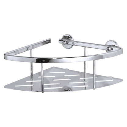 tesa ALUXX Corner Shelf for Shower, Single-Tier, Aluminum, Chrome-Plated, Adhesive Mount