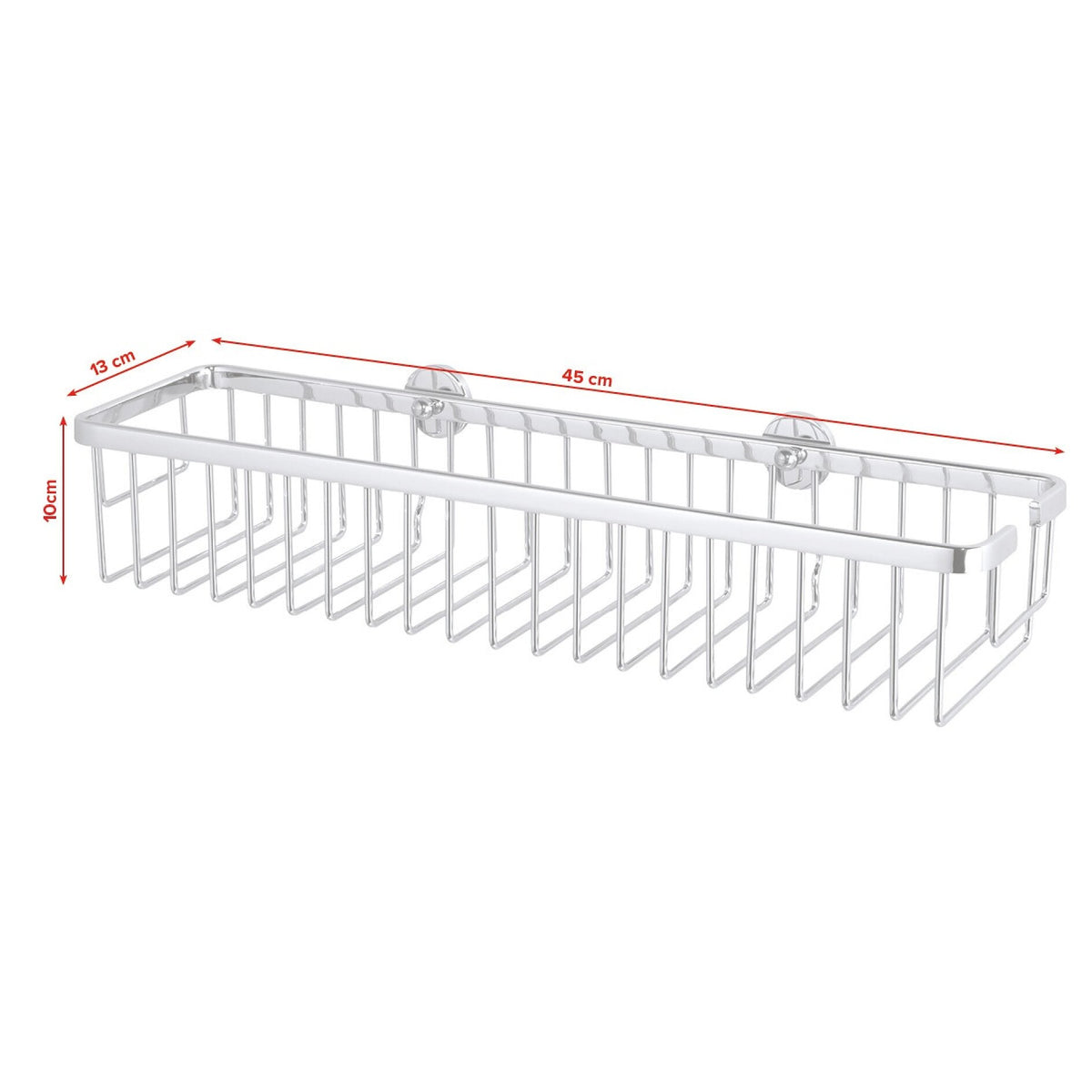 tesa ALUXX Shower Basket (No Drilling Required), 45 cm wide, includes adhesive solution – Dimensions