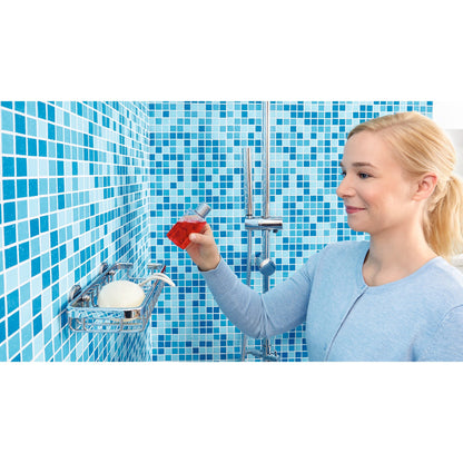 tesa ALUXX Single-Tier Adhesive Shower Shelf, Chrome-Plated, Includes Adhesive Solution – Instructions for Use