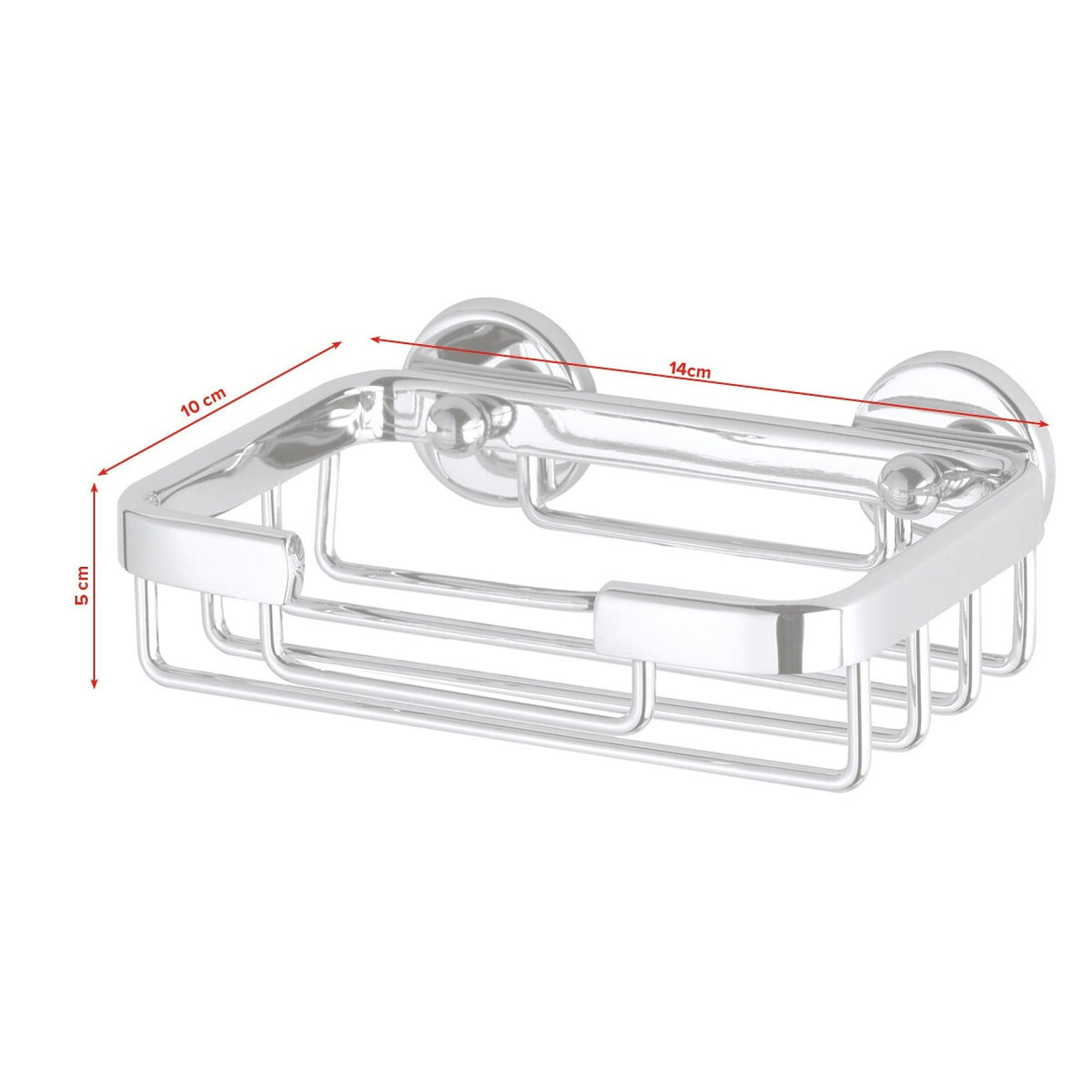 tesa ALUXX Soap Dish, Aluminum, Chrome-Plated, Includes Adhesive Solution – Dimensions