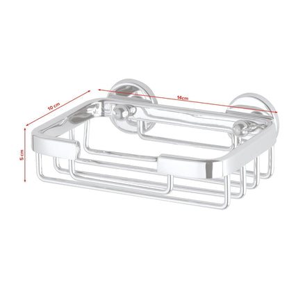 tesa ALUXX Soap Dish, Aluminum, Chrome-Plated, Includes Adhesive Solution – Dimensions