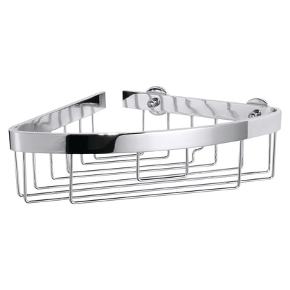 tesa ALUXX Corner Shower Shelf, Single-Tier, Aluminum, Chrome-Plated, Adhesive Mount