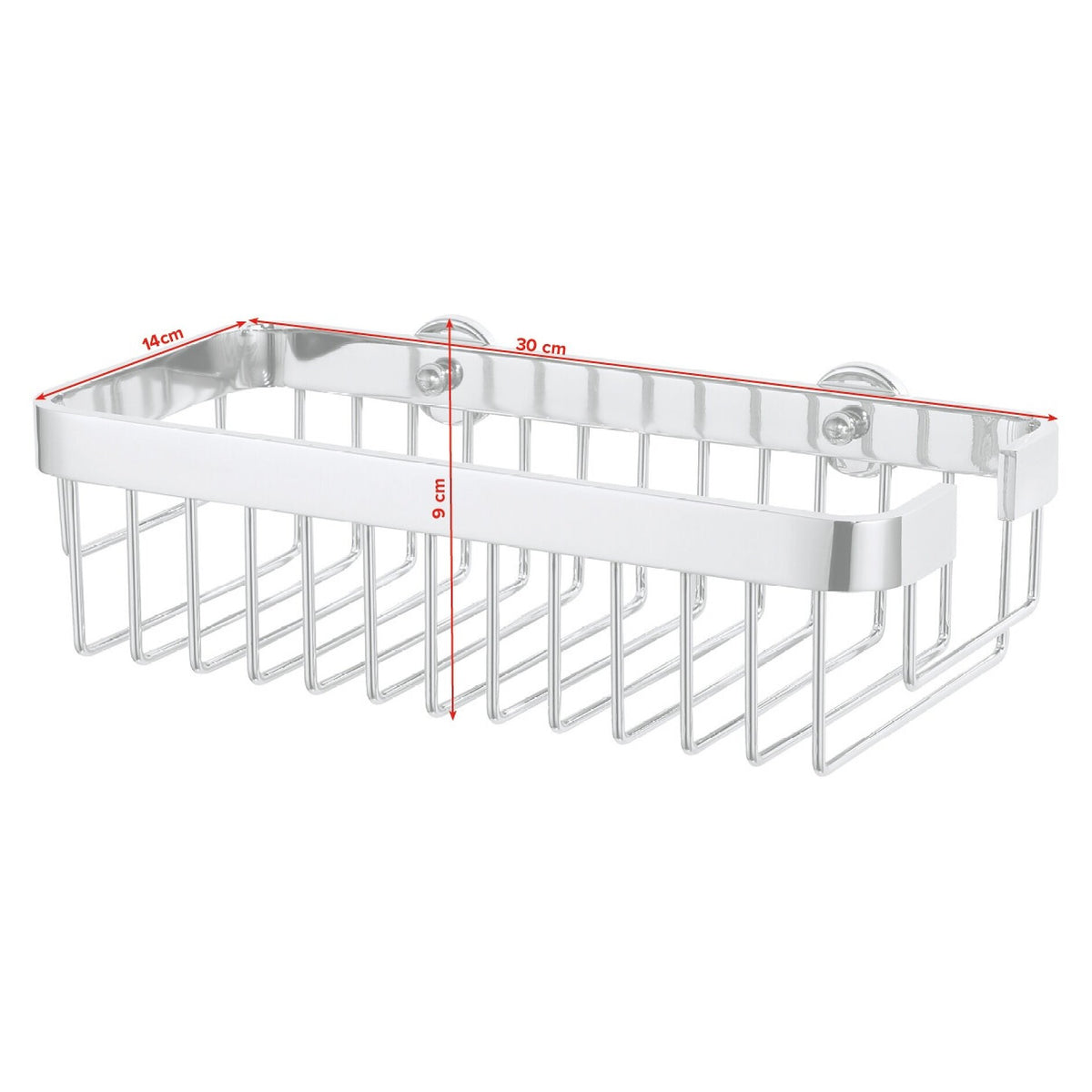 tesa ALUXX Single-Tier Bathroom Shelf, Aluminum, Chrome-Plated, Includes Adhesive Solution – Dimensions