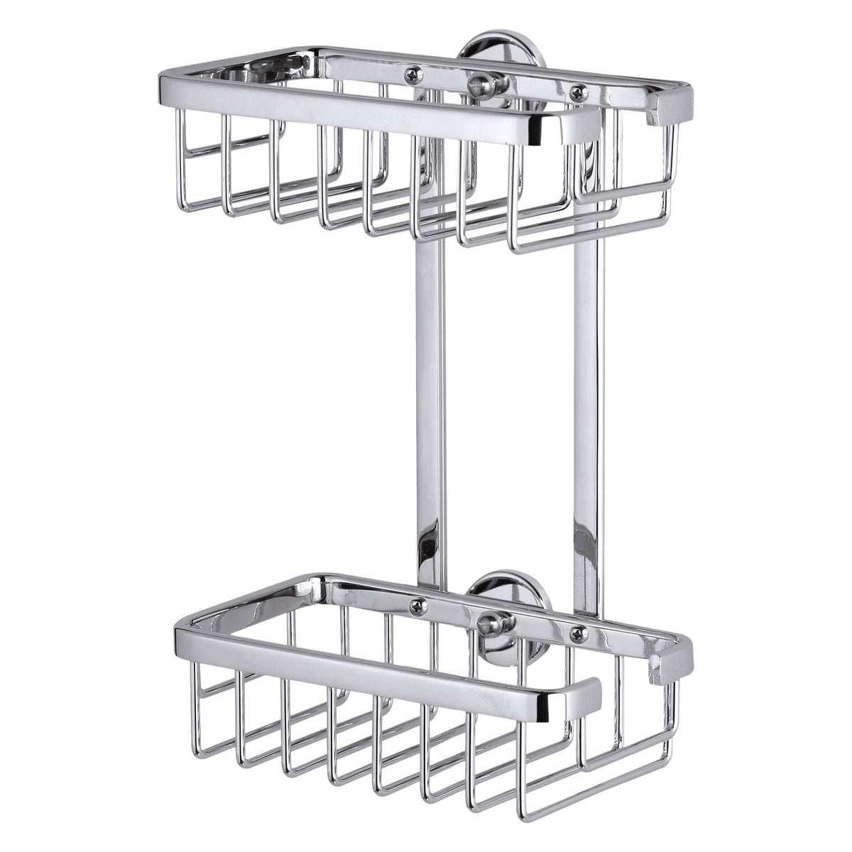 tesa ALUXX Shower Shelf (No Drilling Required), Two-Tier, Chrome-Plated, Includes Adhesive Solution