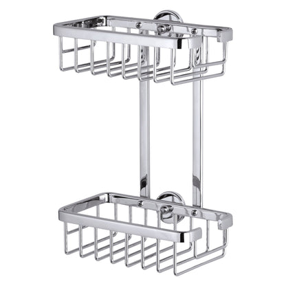 tesa ALUXX Shower Shelf (No Drilling Required), Two-Tier, Chrome-Plated, Includes Adhesive Solution