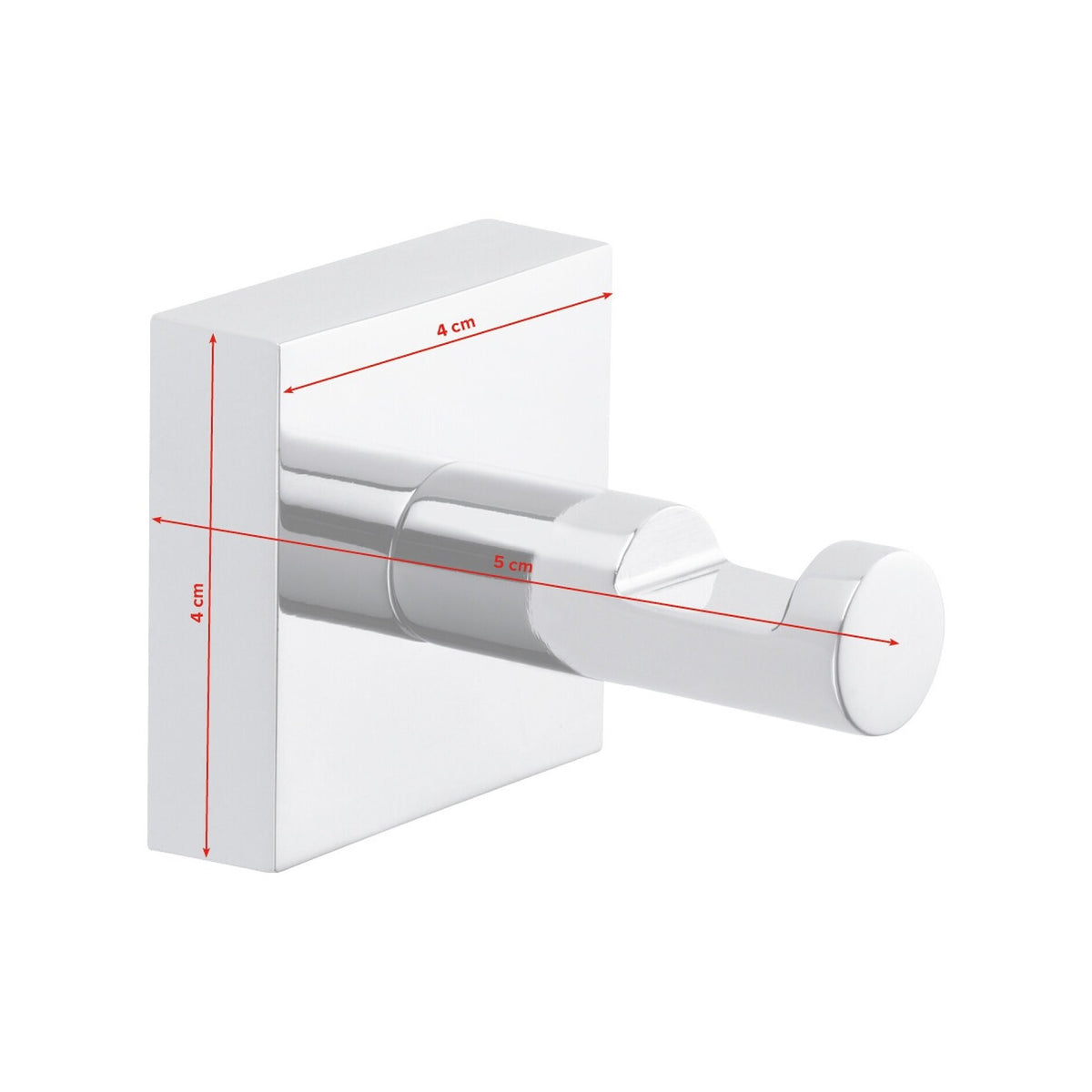 tesa EKKRO Towel Hook, Chrome-Plated, Includes Adhesive Solution – Dimensions