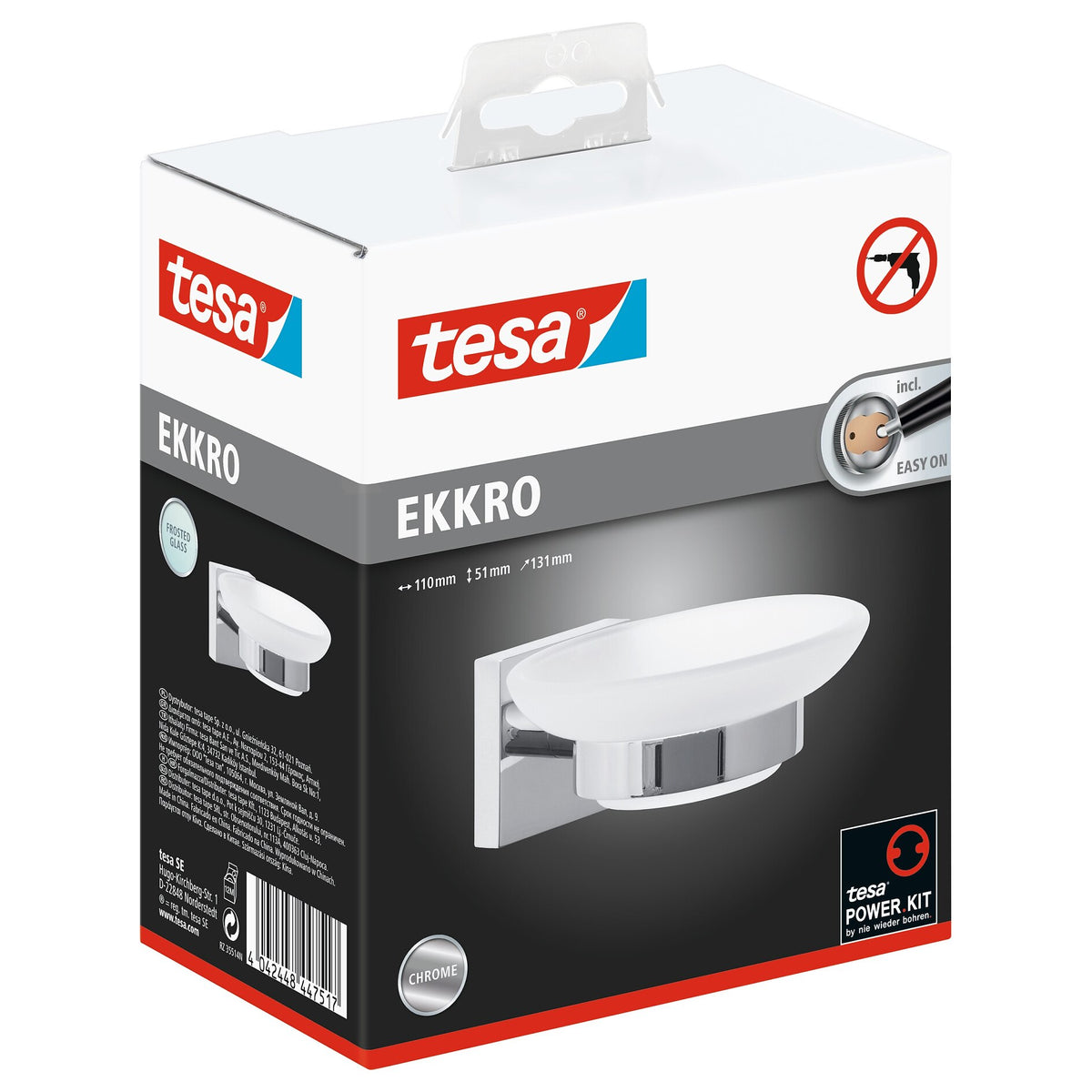 tesa EKKRO soap dish, chrome-plated metal, self-adhesive