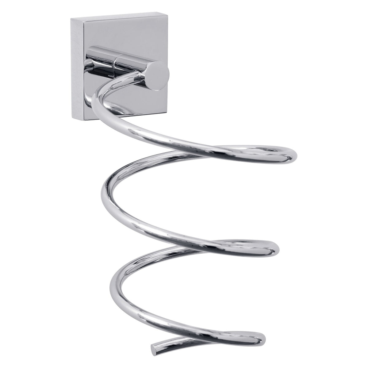 tesa Ekkro Hair Dryer Holder, chrome-plated, spiral-shaped, includes adhesive solution