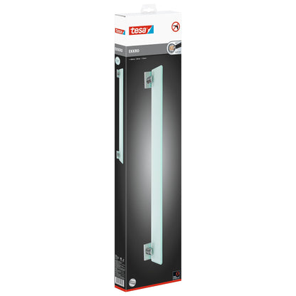 tesa Ekkro Bathroom Shelf, Chrome-Plated, Satin-Finish Glass, Adhesive Mount
