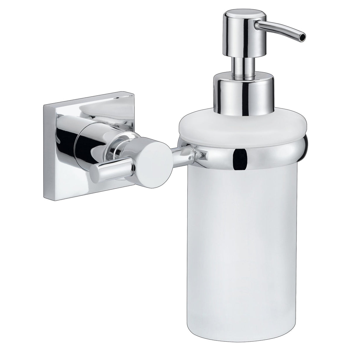 tesa Hukk Soap Dispenser, Wall-Mounted, Chrome-Plated, Adhesive Mount