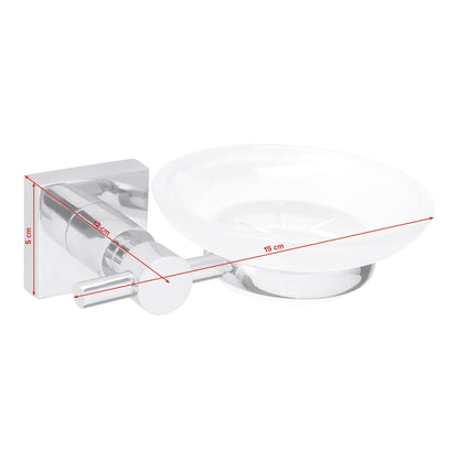 tesa Hukk Soap Dish, Wall-Mounted, Chrome-Plated, Includes Adhesive Solution – Dimensions