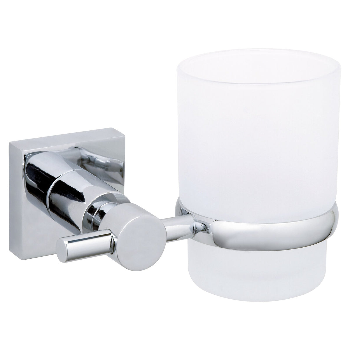 tesa Hukk Wall-Mounted Toothbrush Holder, Chrome-Plated, Includes Adhesive Solution