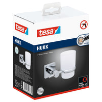 tesa Hukk Wall-Mounted Toothbrush Holder, Chrome-Plated, Includes Adhesive Solution