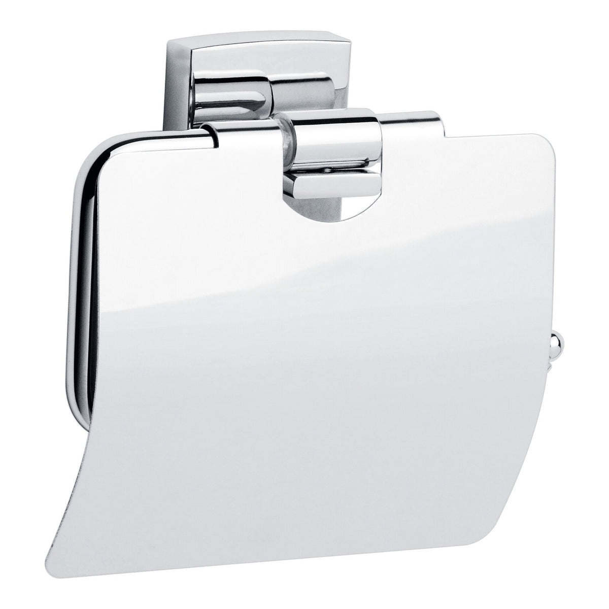 tesa Klaam Toilet Paper Holder with Lid, Chrome-Plated, Includes Adhesive Solution