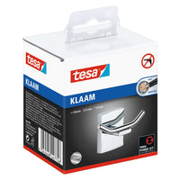 tesa Klaam Double Wall Hook, Chrome-Plated, Includes Adhesive Solution
