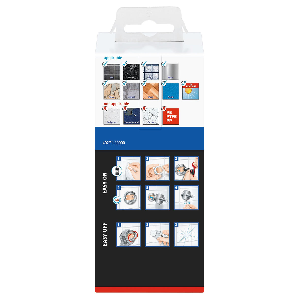 tesa Klaam Replacement Roll Holder, Chrome-Plated, Includes Adhesive Solution