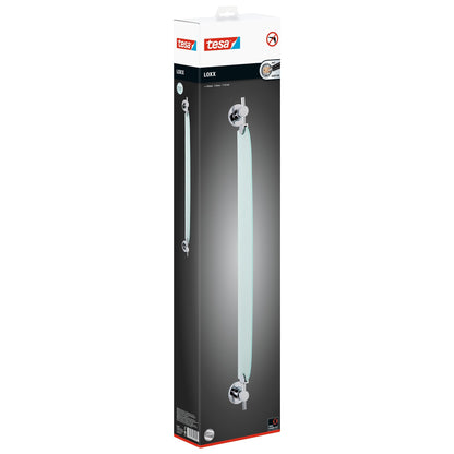 tesa Loxx Bathroom Glass Shelf, satin-finished glass, includes adhesive solution