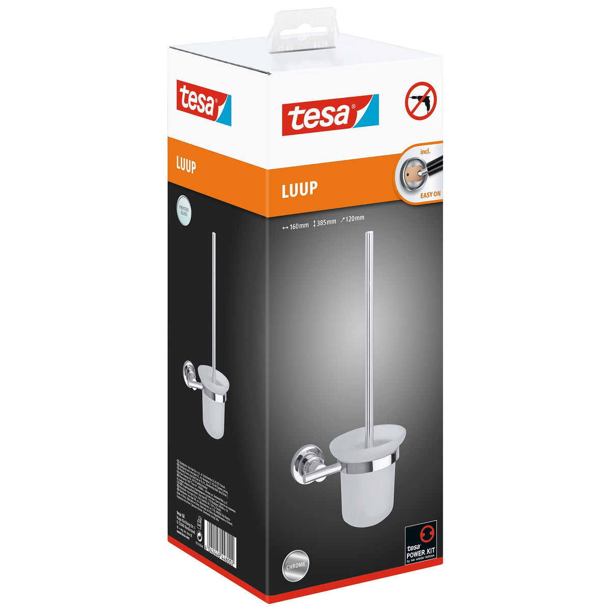 tesa Luup Toilet Brush Set, Chrome-Plated, Includes Adhesive Solution