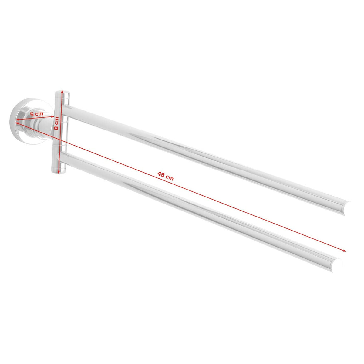 tesa Luup Towel Rack, 2-arm, chrome-plated, includes adhesive solution – Dimensions