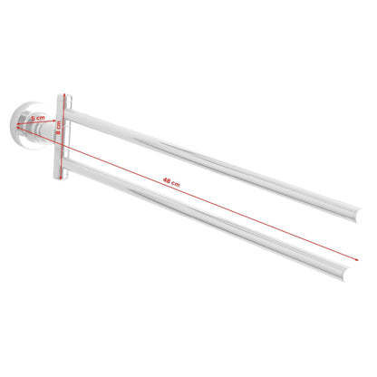 tesa Luup Towel Rack, 2-arm, chrome-plated, includes adhesive solution – Dimensions