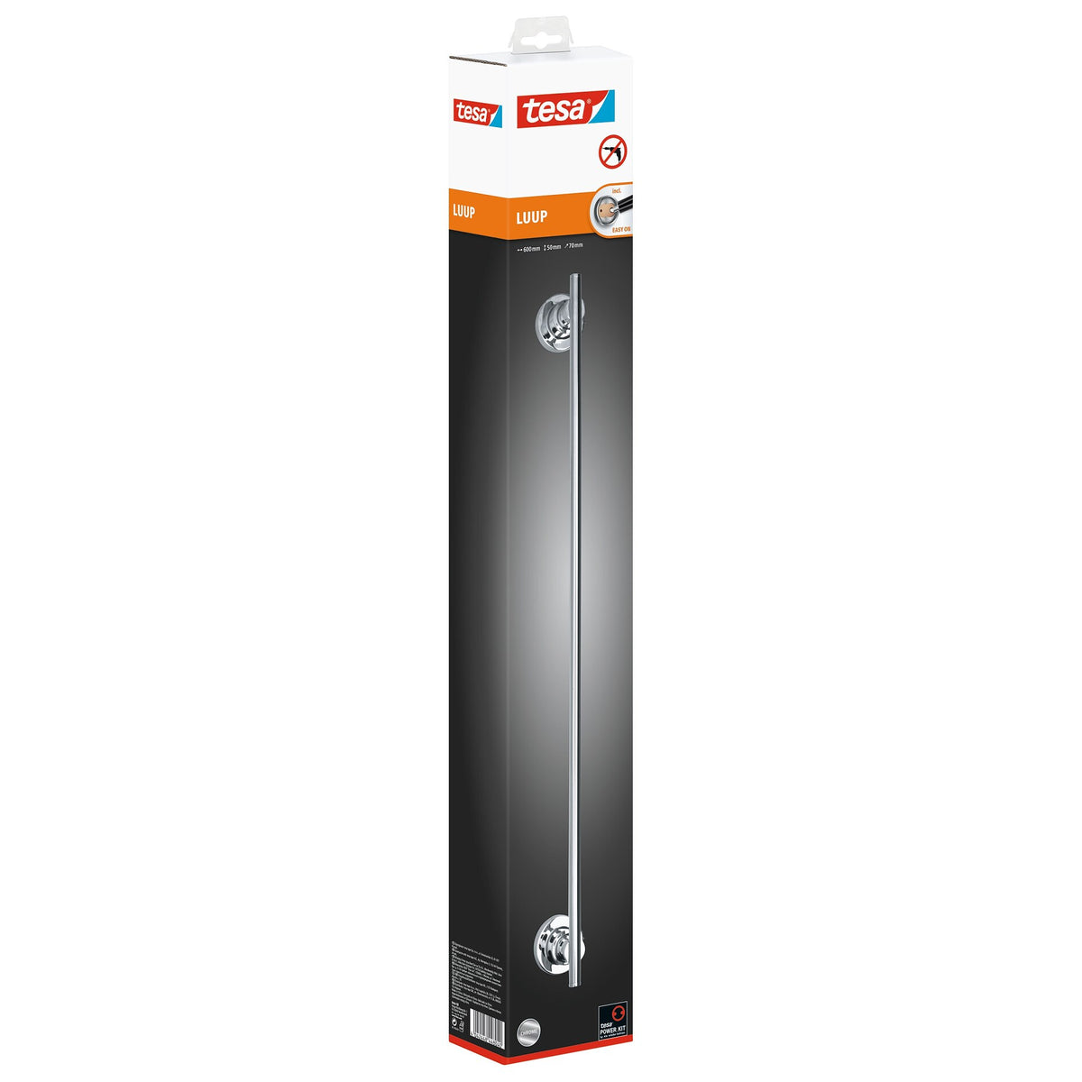 tesa Luup Adhesive Towel Rack, includes mounting kit, 60 cm