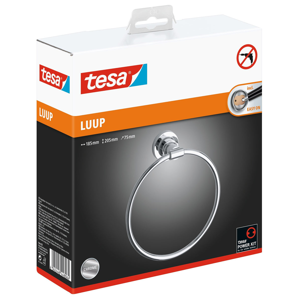 tesa Luup Towel Ring, Chrome-Plated, Includes Adhesive Solution