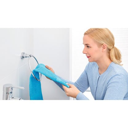 tesa Luup Towel Ring, Chrome-Plated, Includes Adhesive Solution – Instructions for Use