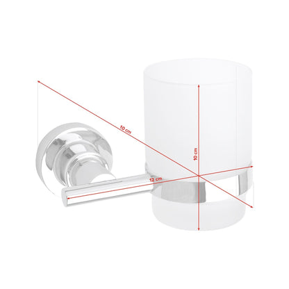 tesa Luup Toothbrush Holder, Chrome-Plated, Includes Adhesive Solution – Dimensions