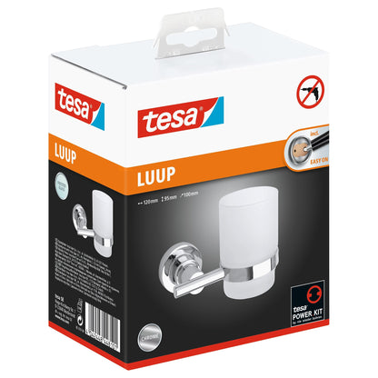 tesa Luup Toothbrush Holder, Chrome-Plated, Includes Adhesive Solution