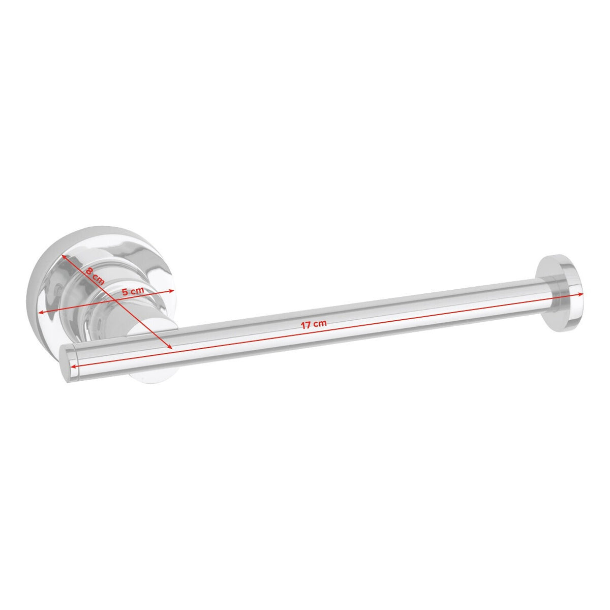 tesa Luup Replacement Roll Holder, Chrome-Plated, Includes Adhesive Solution – Dimensions