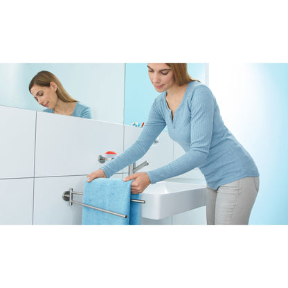 tesa MOON Bathroom Towel Rack, 2-arm, with adhesive solution – Instructions for Use