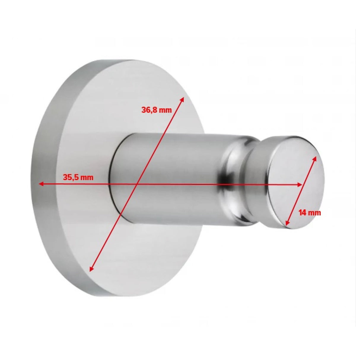 tesa MOON Adhesive Hooks, Stainless Steel Look, Guaranteed Rust-Free – Dimensions