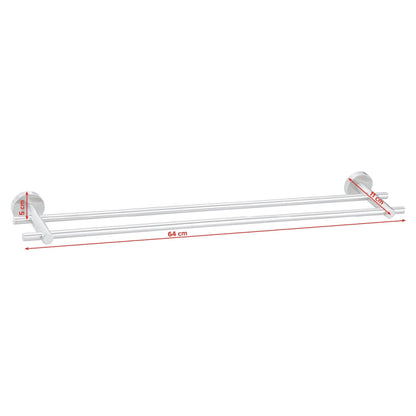 tesa MOON Towel Rack (No Drilling Required), Double, Stainless Steel Finish – Dimensions