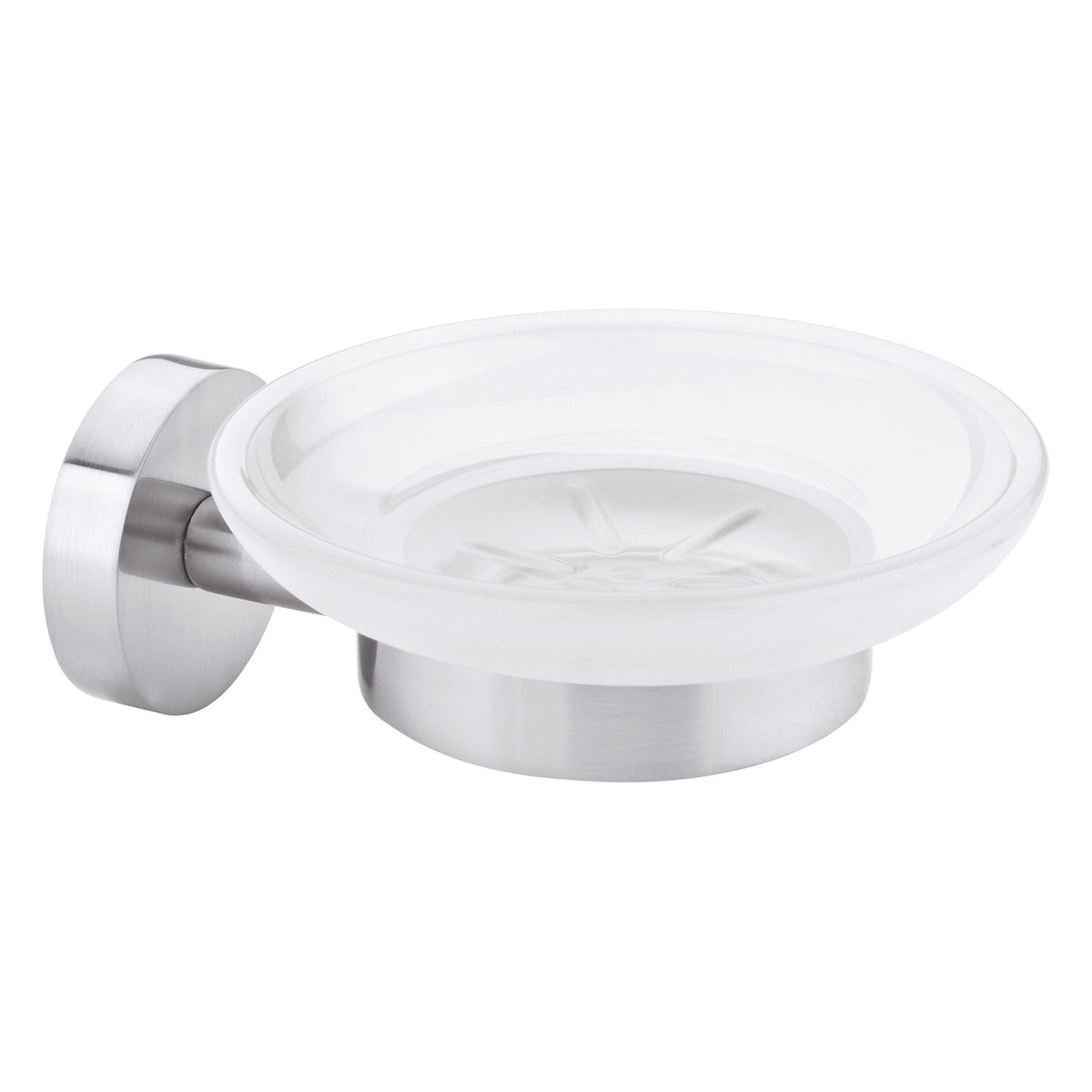 tesa MOON Wall-Mounted Soap Dish, Stainless Steel Look, Includes Adhesive Solution