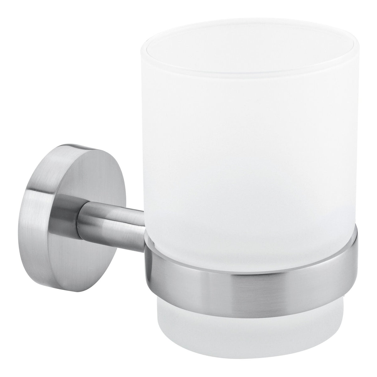 tesa MOON Toothbrush Cup Holder, stainless steel finish, includes adhesive solution