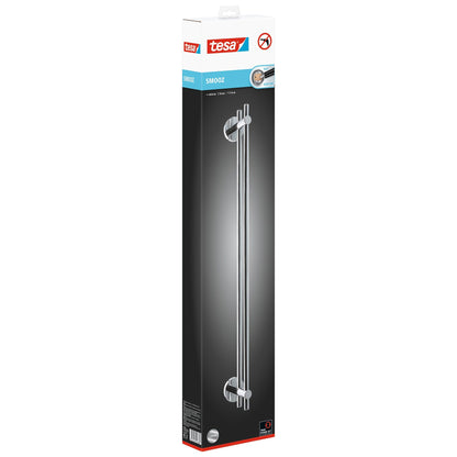 tesa SMOOZ Towel Rack (No Drilling Required), 2-Arm, Chrome-Plated, Adhesive Mount