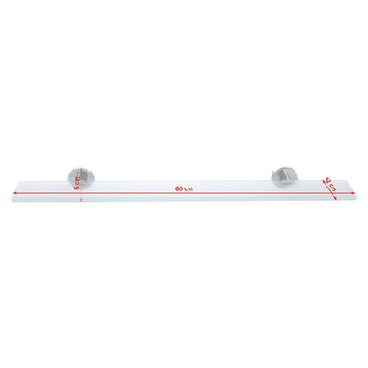tesa SMOOZ Glass Shelf, Chrome-Plated, Satin-Finish Glass, Adhesive Solution – Dimensions