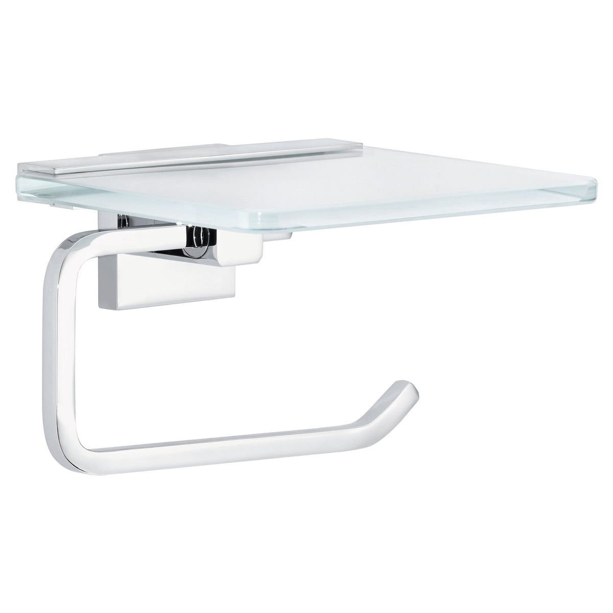 tesa DELUXXE Toilet Paper Holder with Shelf, Includes Adhesive Solution