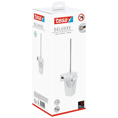 tesa DELUXXE Toilet Brush Set, Metal, Chrome-Plated, Includes Adhesive Solution